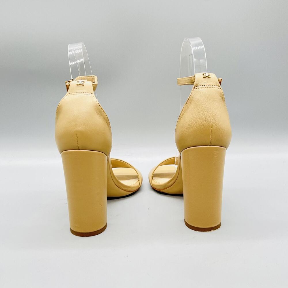 Sam Edelman Sandals Womens 5.5 Beige Leather Yaro Ankle Strap Block Heel Shoes - Picture 6 of 11